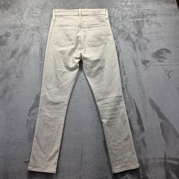AG Mari Crop Jeans Womens 26 Ivory High-Rise Slim Straight Cropped Stretch Ecru - Picture 2 of 11